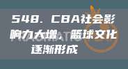 548. CBA社会影响力大增，篮球文化逐渐形成🌍