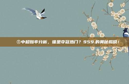 🔮中超赔率分析，谁是夺冠热门？959.的奥秘揭晓！